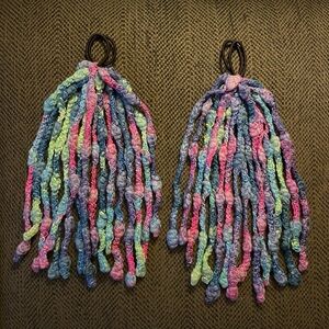 TWO Hair Falls Ponytails 12”, Blue / Pink / Purple / Green